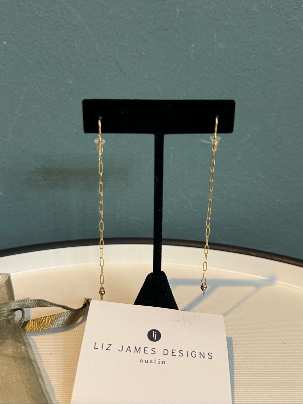 Liz James Gold Chain Drop Earrings - Delicate Linear Style